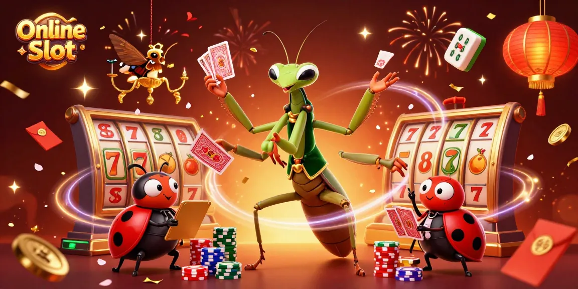 Engage with thrilling online slot gameplay alongside lively characters in a vibrant casino setting.