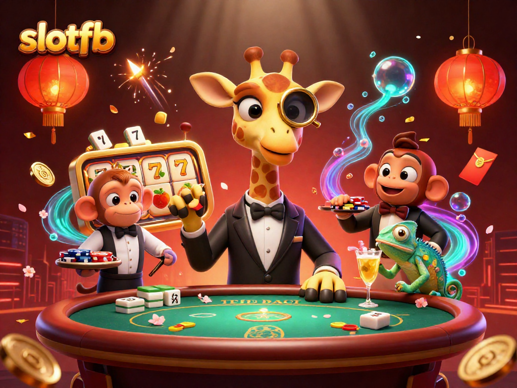 Experience thrilling gameplay with slotfb featuring a high-roller giraffe, monkey valet, and chameleon bartender