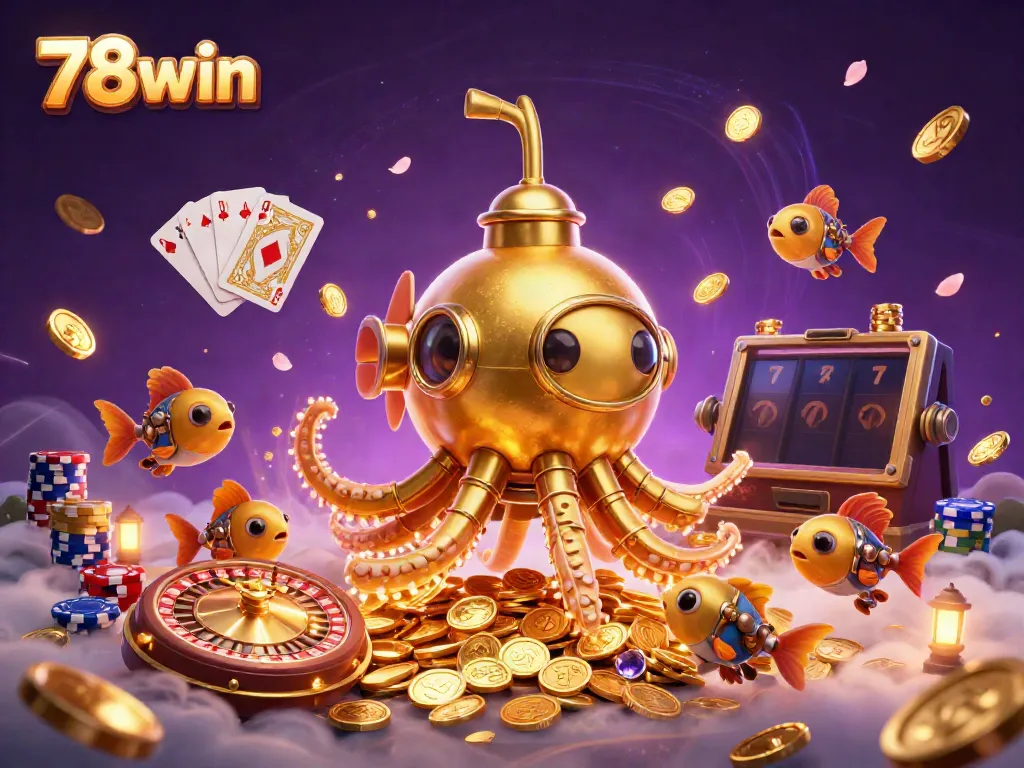 Immerse in the excitement of 78win with golden treasures and vibrant casino elements.