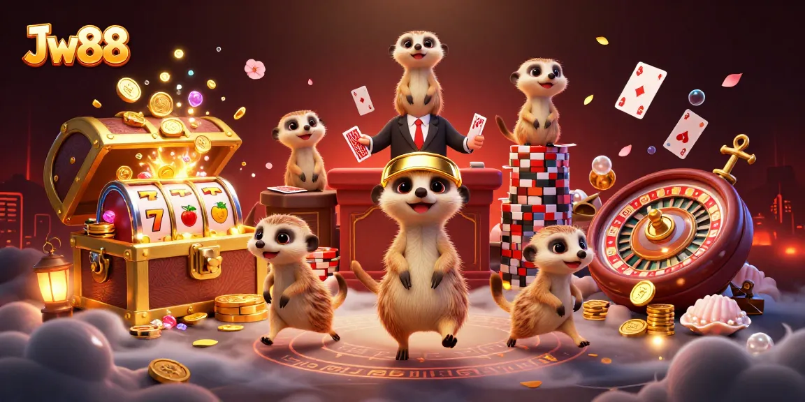 Engage in thrilling games at Jw88's lively casino run by meerkats showcasing excitement and entertainment.
