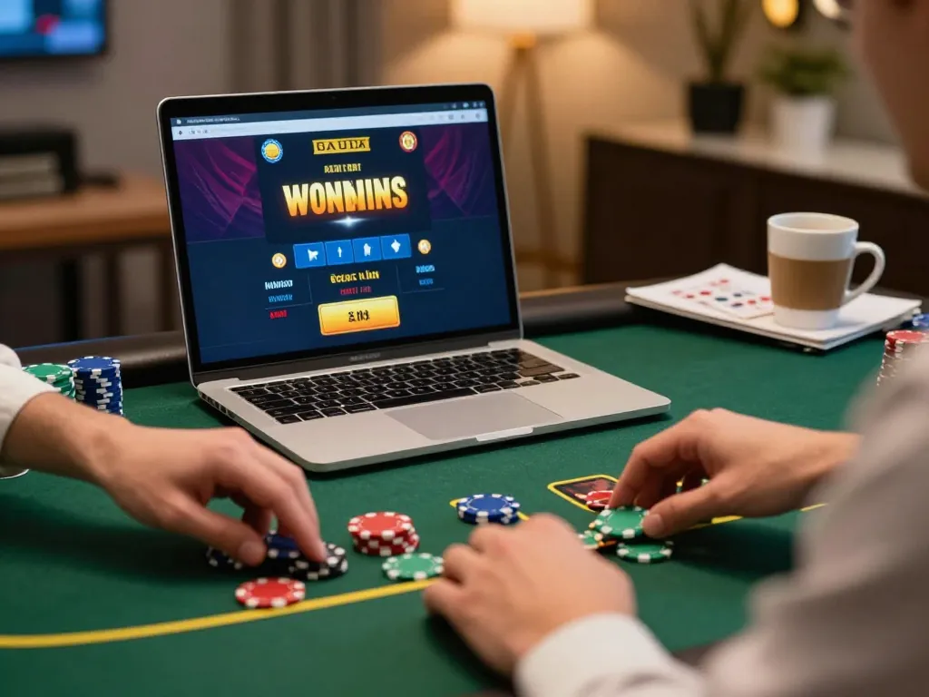 Engage in blackjack gameplay on LGOGOAL with strategic betting decisions in a cozy home setting.
