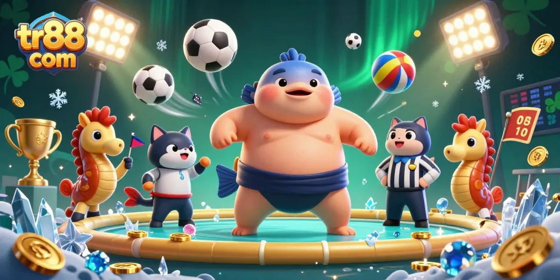 Experience the thrills of gaming on tr88 com with a thrilling underwater battle featuring vibrant characters and sports elements.
