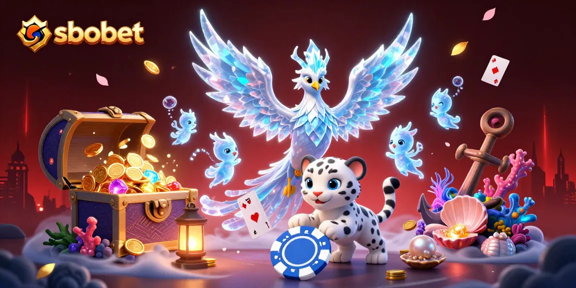 Experience sbobet's vibrant gaming world with an ice phoenix and enchanting visuals.
