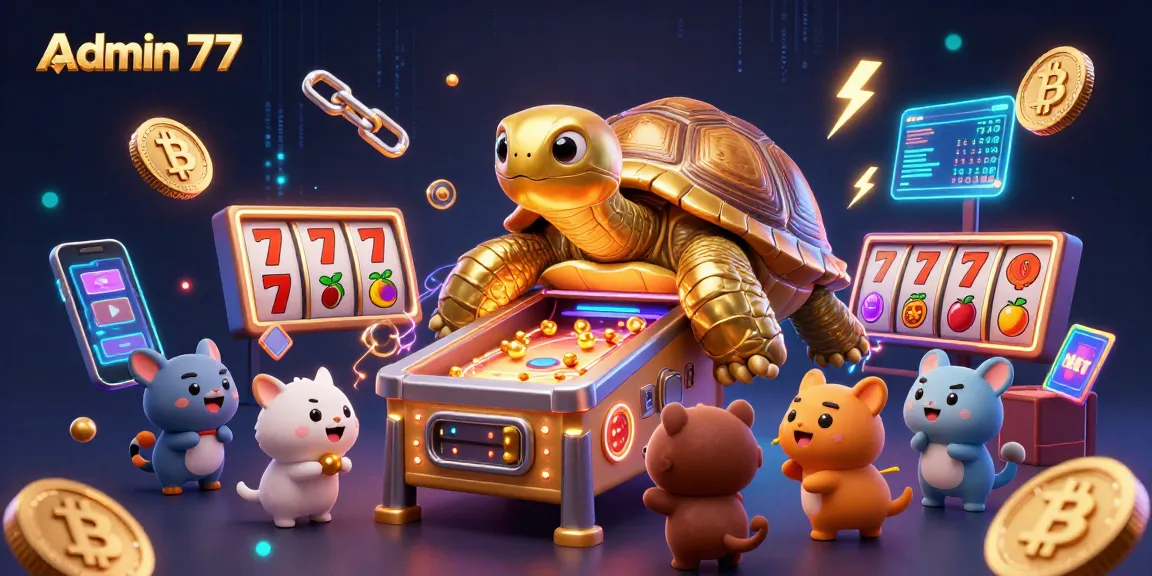 Experience the excitement of Admin 77's online gaming with dynamic slot machines and vibrant characters.