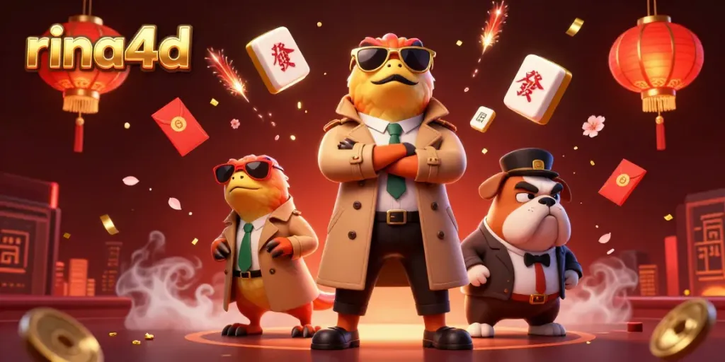 Immerse in rina4d's vibrant VIP casino lounge scene featuring raptors in disguise and a bulldog bouncer.