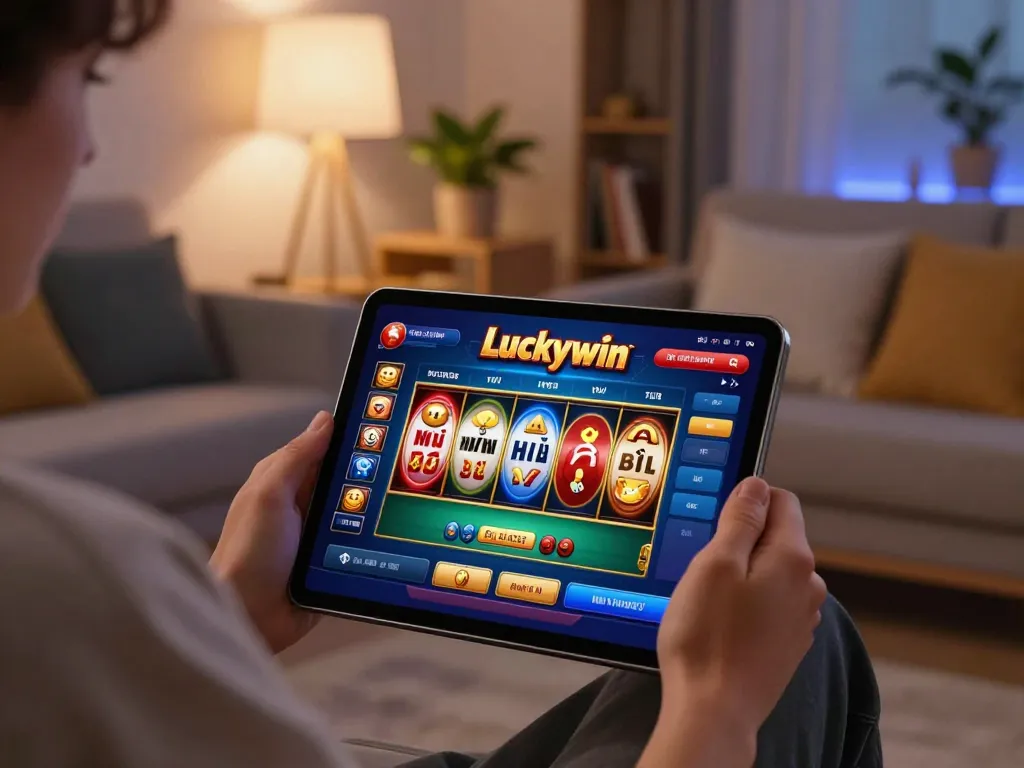 Experience Luckywin nổ hũ with engaging gameplay in a cozy home setting.