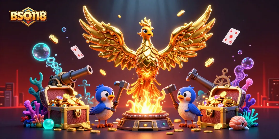 Engage with BSO118 in a vibrant casino scene alive with golden elements and underwater treasures.