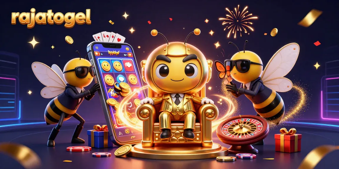 Rajatogel menampilkan karakter kartun 3D di kasino futuristik dengan elemen permainan yang berkilau.