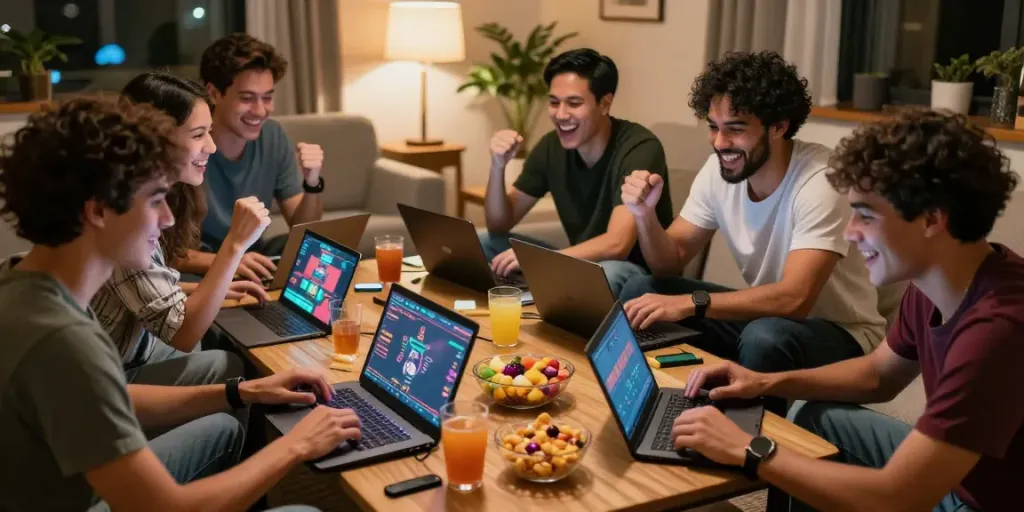 Seributoto komunitas judi online yang meriah di rumah.