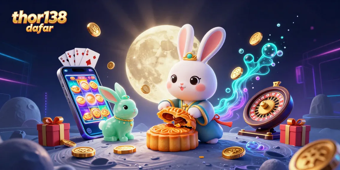Gali kesempatan menang dengan thor138 daftar, sambil melihat kelinci bulan dan permainan slot yang berkilauan.