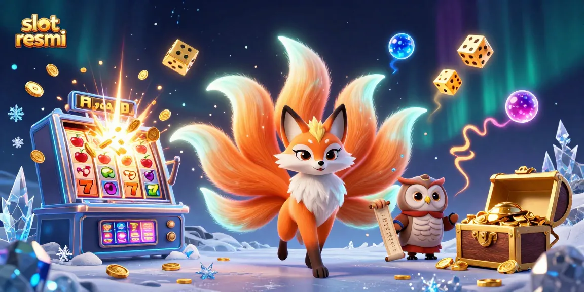 Menangkan slot resmi dengan ilustrasi kasino yang megah dan berwarna-warni, menampilkan mesin slot yang penuh dengan koin emas.