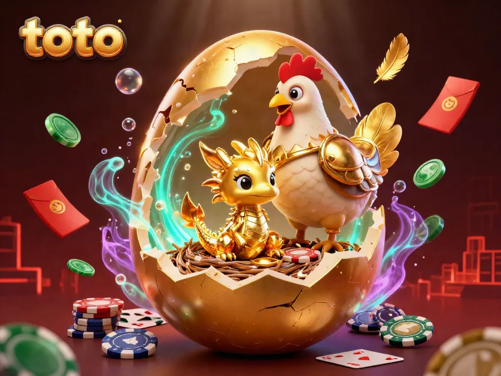 Experience thrilling toto action with a golden dragon and poker chips in a vibrant casino setting.