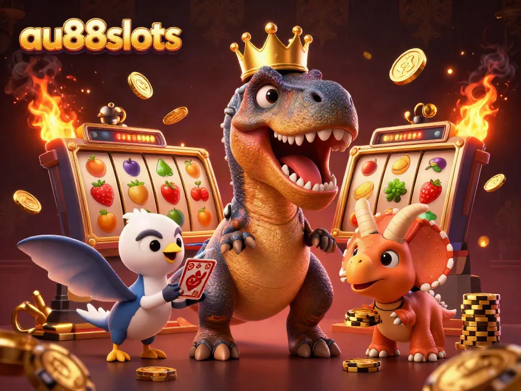 Experience thrilling gaming at au88slots with funny dinosaurs and dynamic slot symbols.