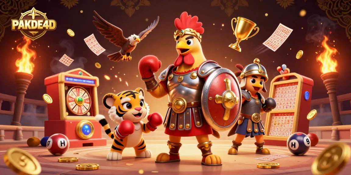 Experience the excitement of PAKDE4D lottery with an energetic illustration featuring dynamic game elements.