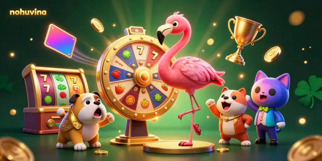 Experience thrilling slots with nohuvina as characters unveil exciting casino prizes and jackpots.