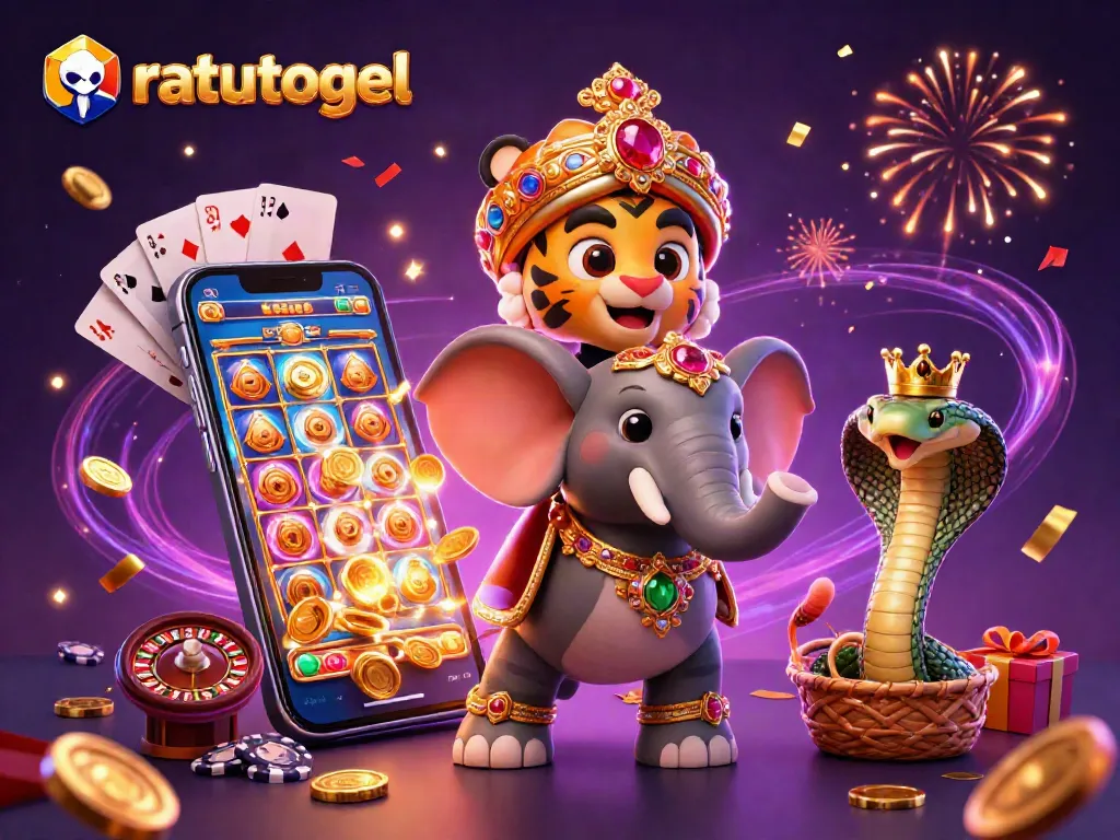 Experience thrilling ratutogel gameplay with a vibrant 3D casino illustration.