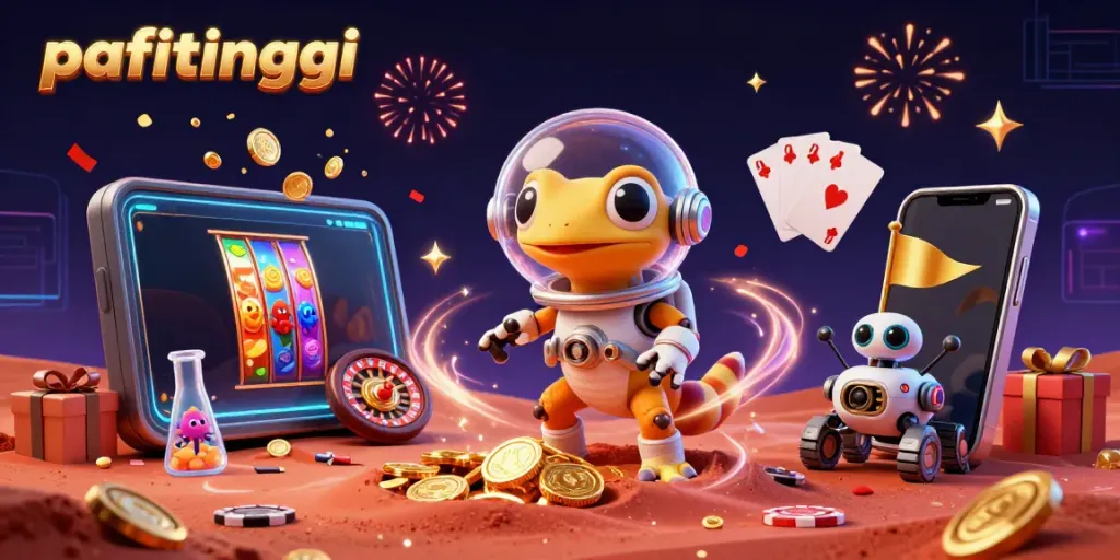 Permainan slot yang seru di pafitinggi: Martian gecko dan rover robot menemukan kasino emas di Mars.