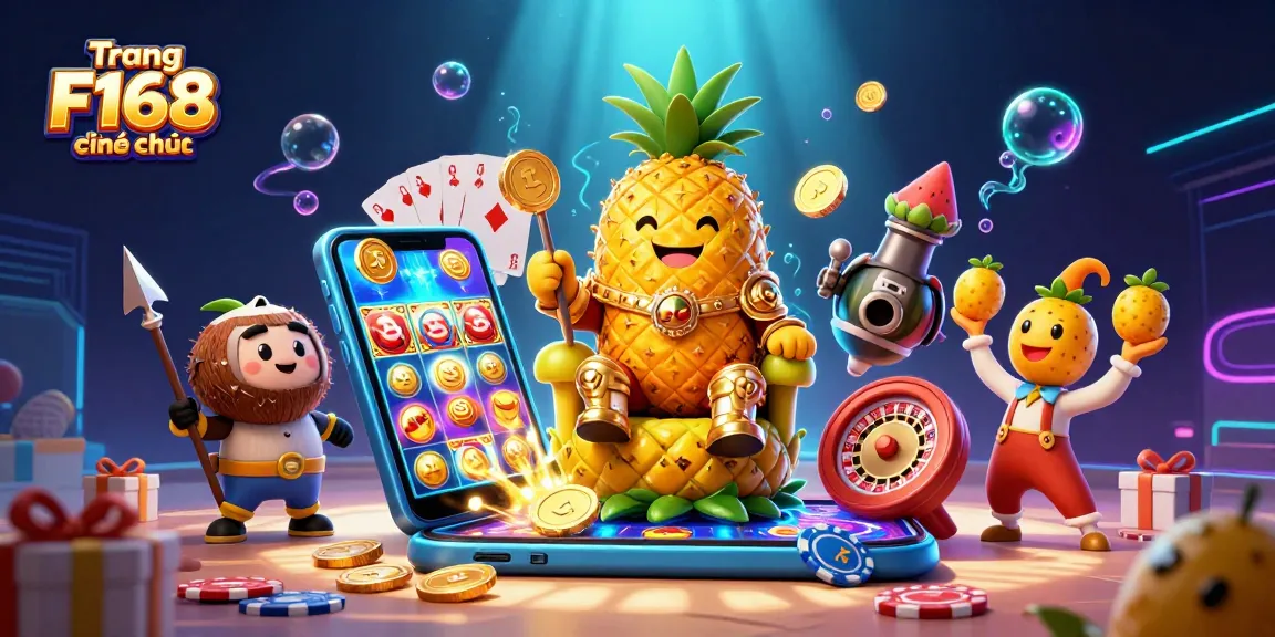 Experience fun gaming with Trang F168 chính thức featuring vibrant casino elements and characters.
