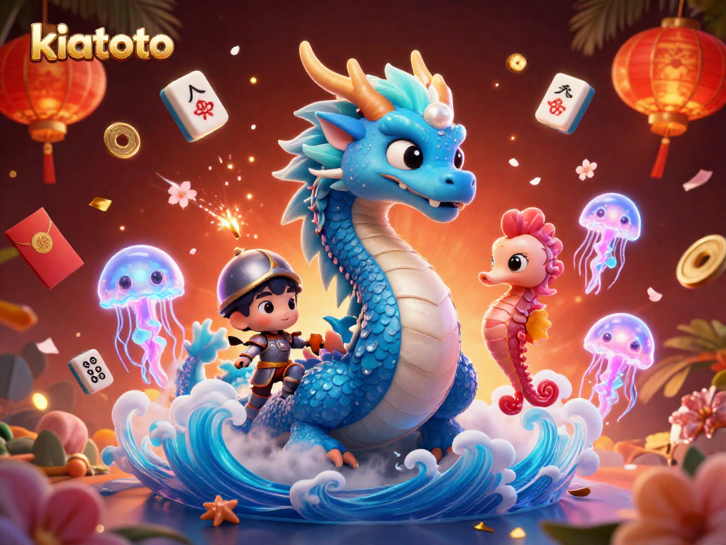 Engage with kiatoto's thrilling 4D lottery experience showcased through vibrant characters and elements.