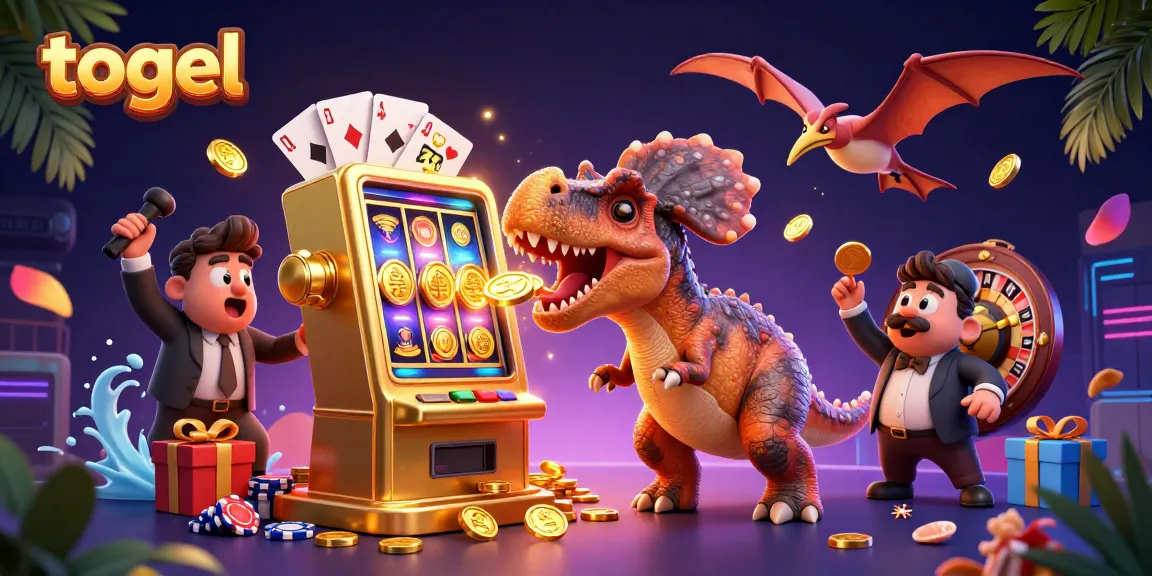 Menangkan togel dengan jackpot dari mesin slot saat dinosaur bermain di kasino.