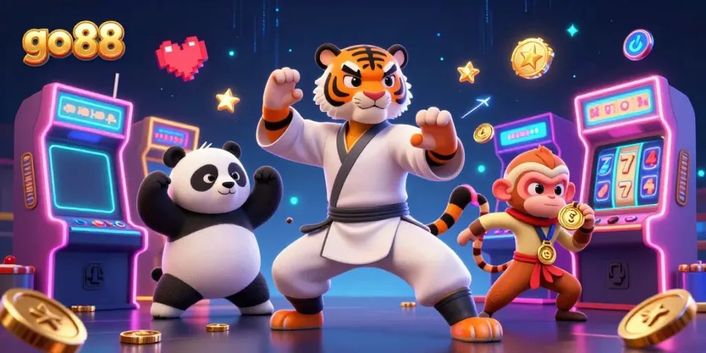 Experience the vibrant world of go 88, featuring a kung fu tiger master and engaging casino elements.