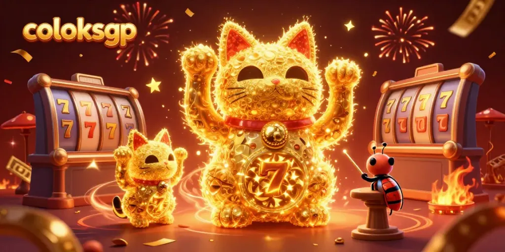 Menggairahkan taruhan dengan coloksgp, simbol kasino berkilau dalam ilustrasi 3D yang ceria.