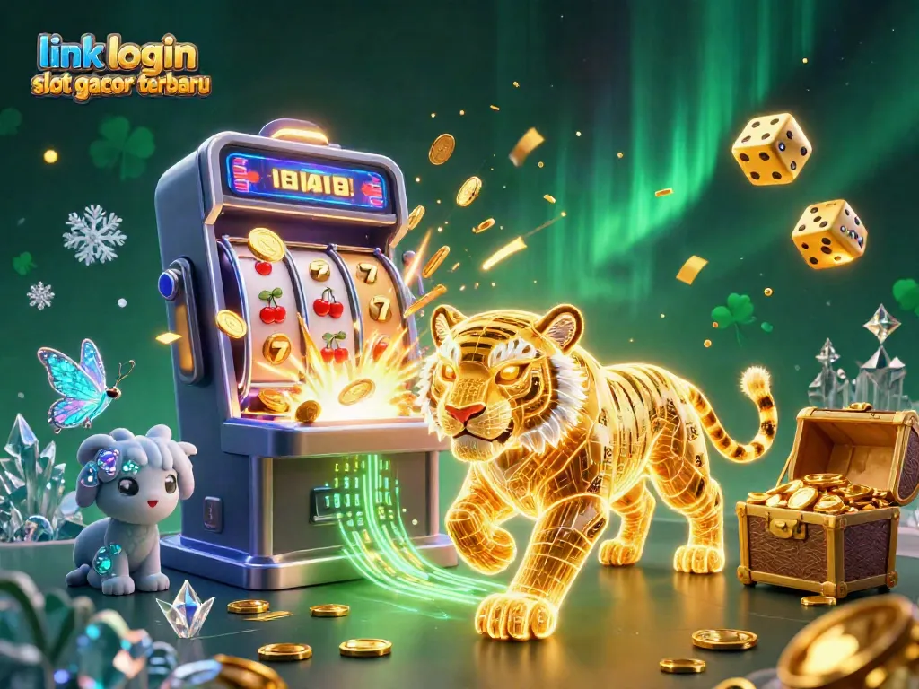 Engage with the dynamic link login slot gacor terbaru scene featuring a golden tiger and vibrant casino elements.