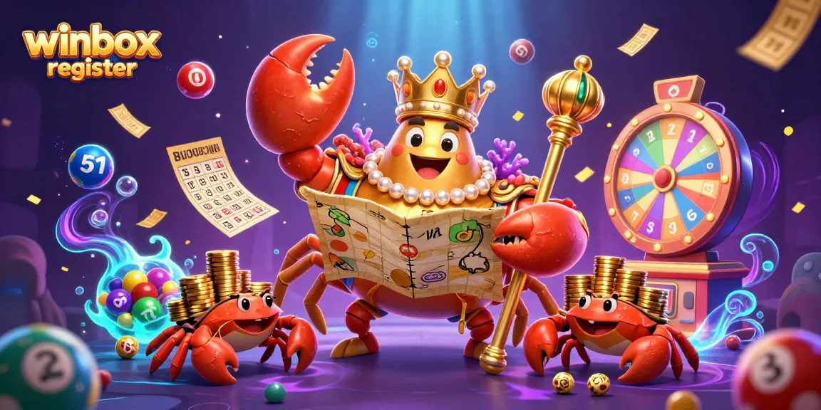 Engage with winbox register through a vibrant casino scene featuring a golden crab emperor.
