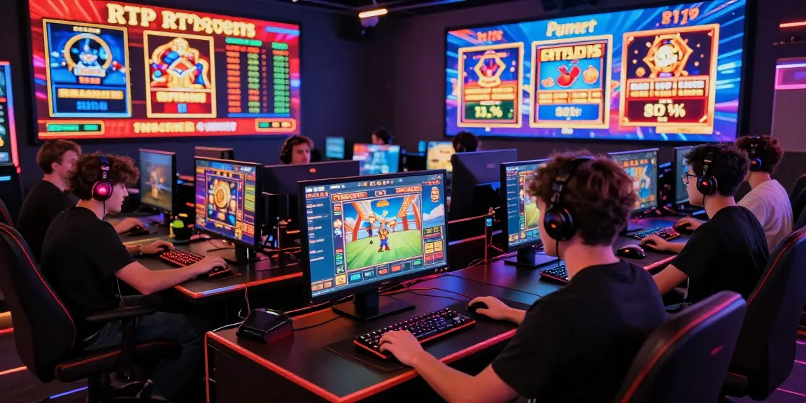 Gamers bermain rtp slot online dengan antusias di lingkungan gaming modern.