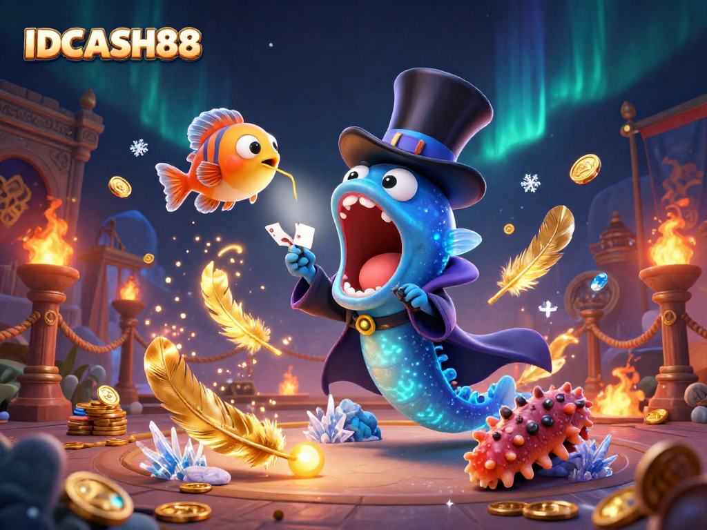 Experience thrilling gaming moments with IDCASH88 in this vibrant magical underwater scene.