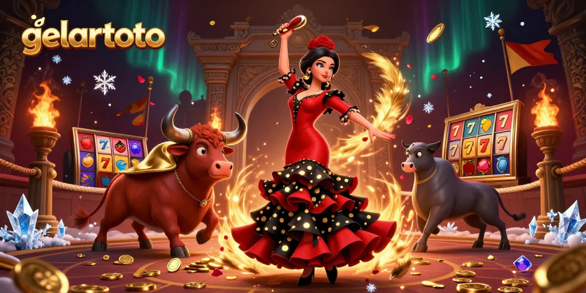 Engage in thrilling gameplay with gelartoto featuring a flamenco dancer and bull in a vibrant casino environment.