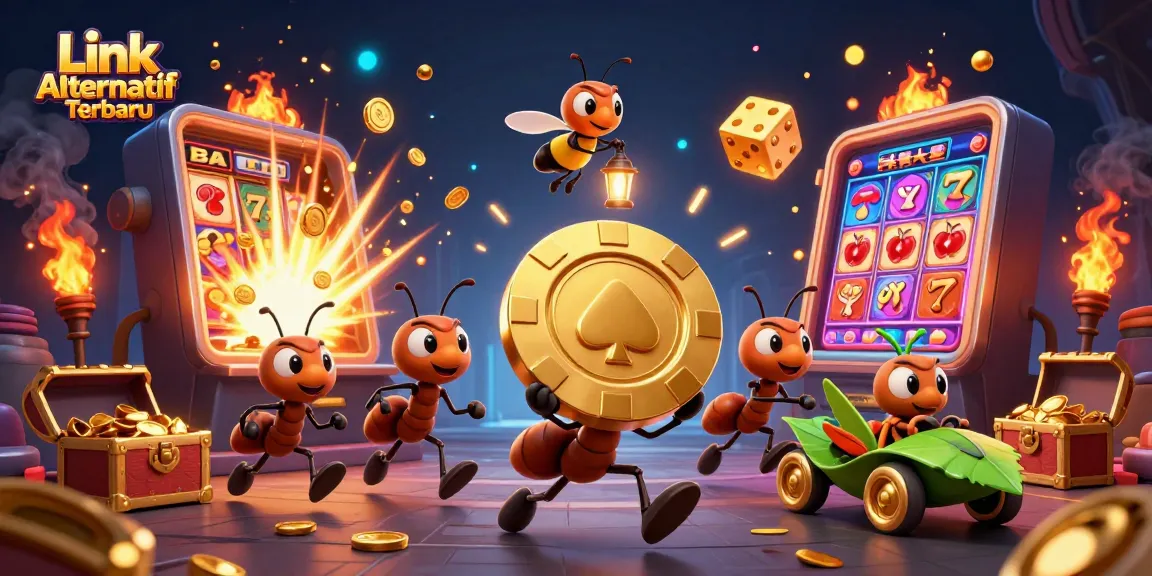 Engage with Link Alternatif Terbaru through this vibrant heist scene featuring ants and exciting casino elements.