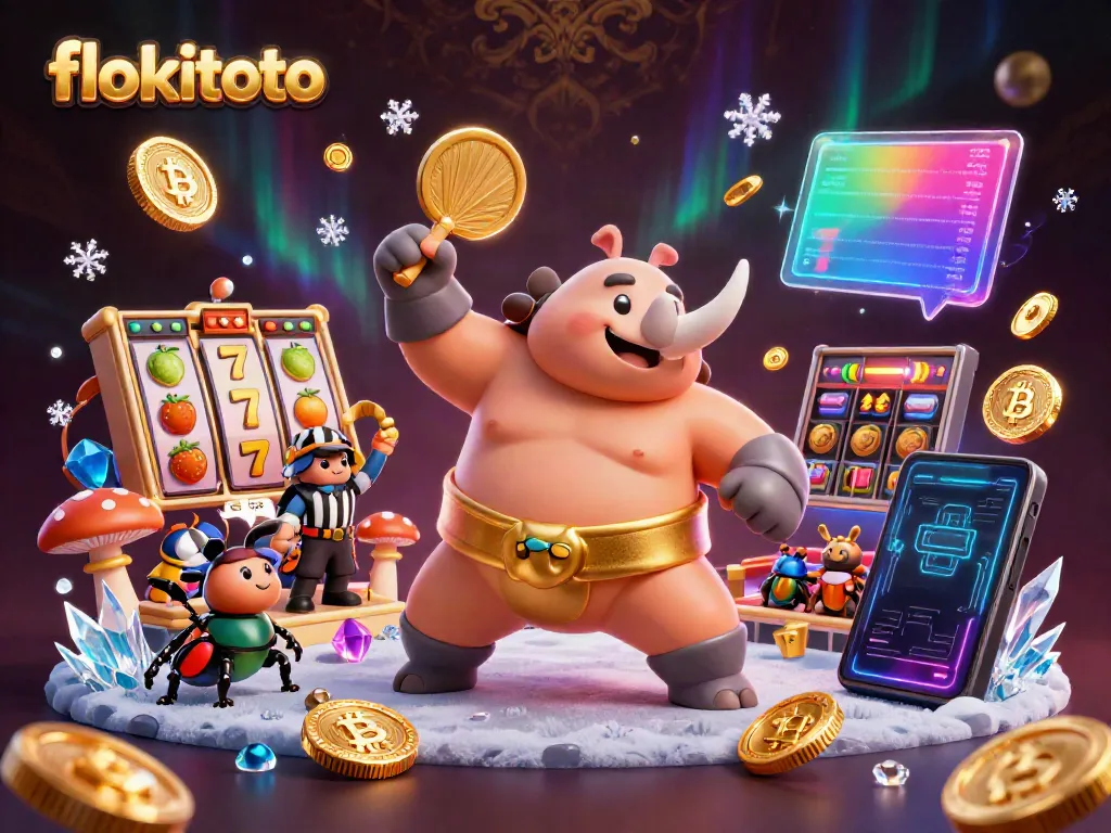 Experience thrilling gameplay with flokitoto as the beetle champion engages in exciting slot game action.