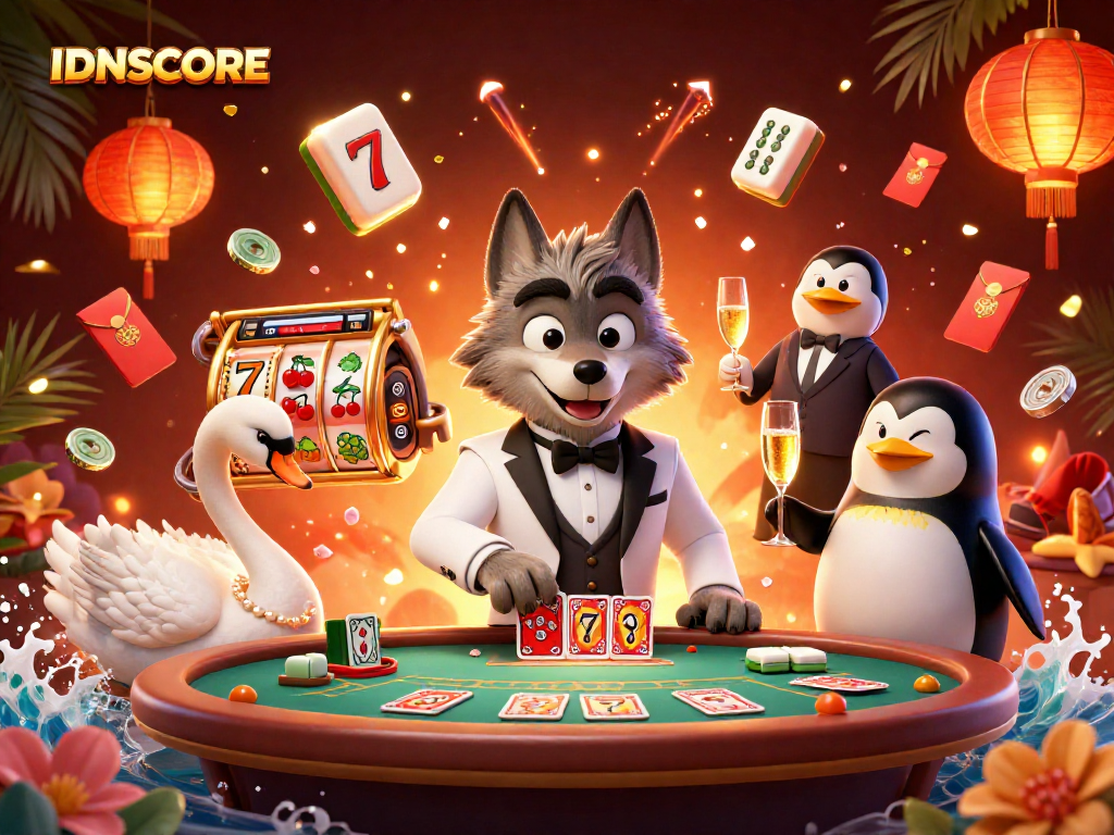Experience thrilling gaming action at IDNSCORE with dynamic slot reels and enchanting characters.